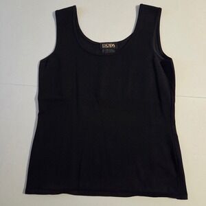 Escada Margaretha Ley Vintage Black Knit Tank Top Scoop Neck Shell Size 42